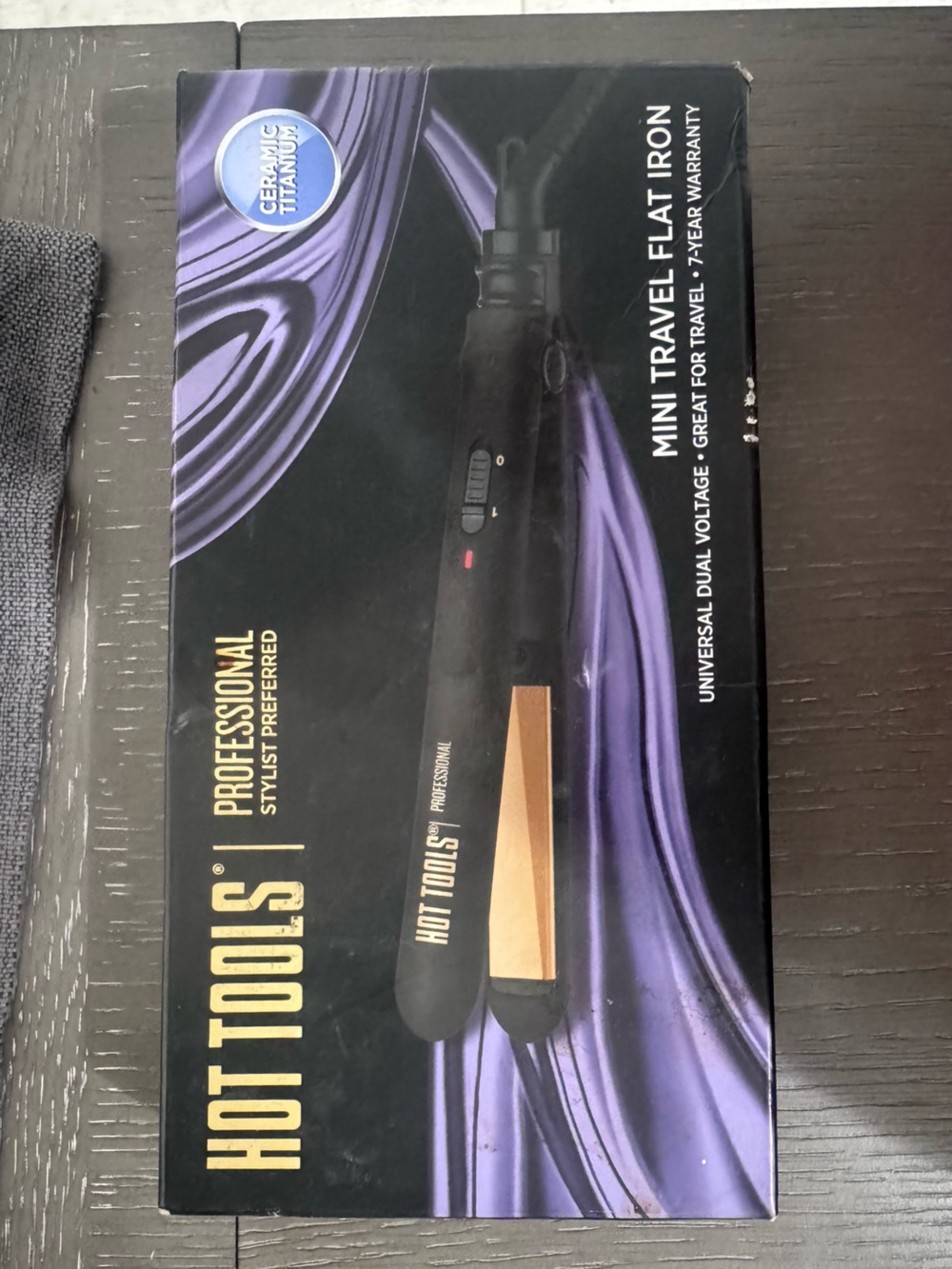 Hot Tools Mini Travel Flat Iron in Black with Gold Plates